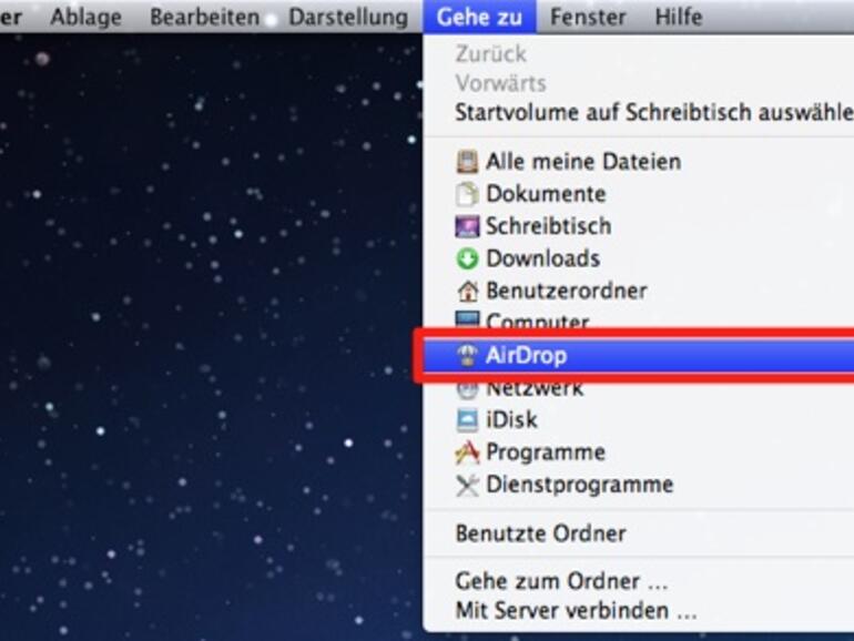 Wenn der eigene Mac nicht zu AirDrop kompatibel ist, fehlt der entsprechende Eintrag in der Finder-Menüleiste.