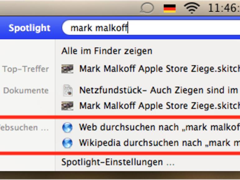 Spotlight ist um die Suche im Web und in der Wikipedia erweitert worden