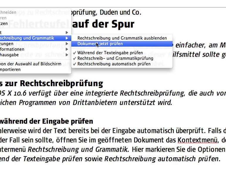 Texte können auch gezielt auf Rechtschreibfehler hin geprüft werden