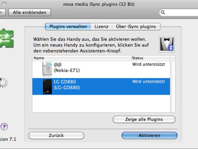 Zahlreich: Aktuell über 260 Handys unterstützt die Software iSync Plug-ins