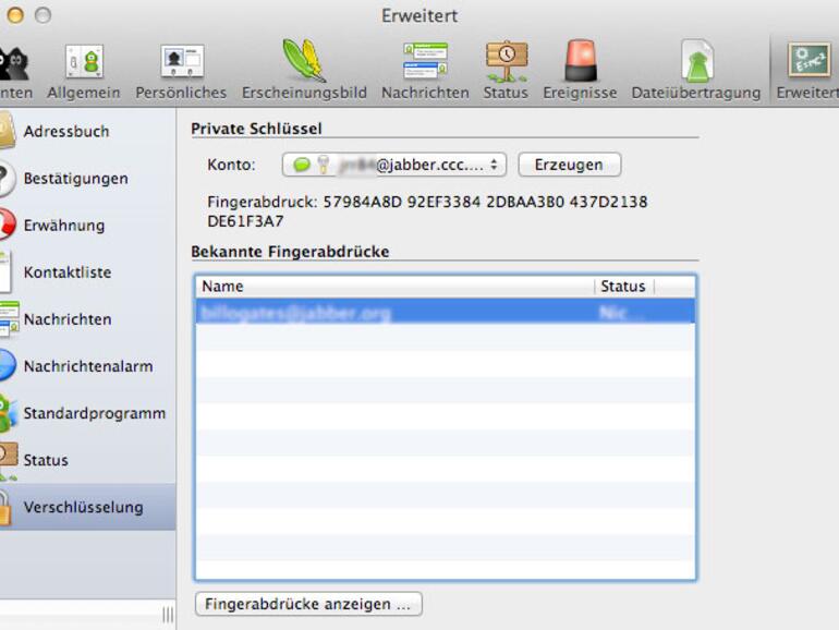 Der iChat-Client Adium erlaubt verschlüsselte Kommunikation auf dem Mac.