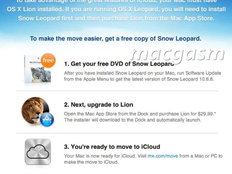 Apple begrüßt derzeit Nutzer von MobileMe, die noch Betriebssysteme unter Mac OS X 10.6 installiert haben, mit dem Angebot zum kostenlosen Update auf Snow Leopard.