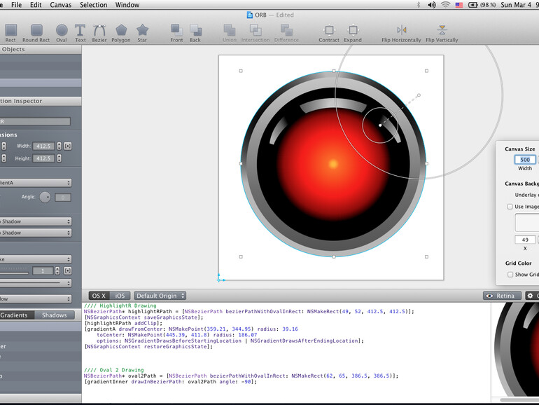 Mit PaintCode HALs Auge nachgebaut