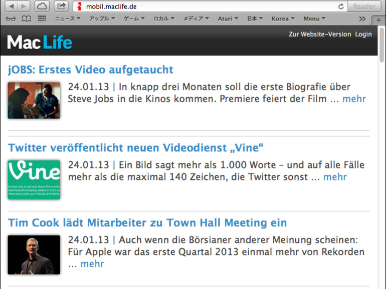 Mac Life schaltet auf die mobile Webseite um.