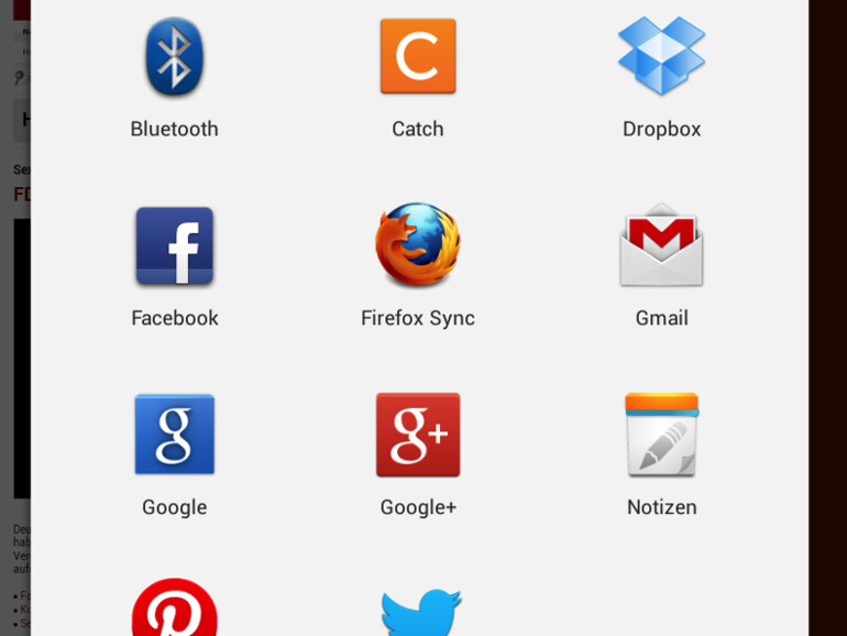 Sharing unter Android.
