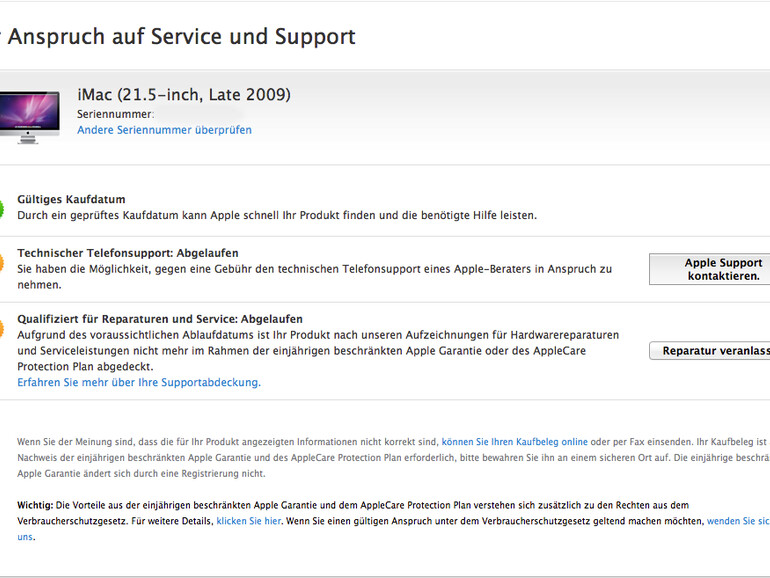 Service-Anspruch bei Apple
