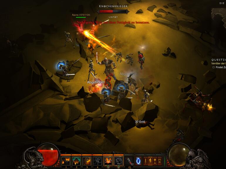 Diablo III bietet klassisches Hack-and-Slay-Gameplay, die Gegner werden durch massig Klicks auf die Maustasten ins Jenseits befördert