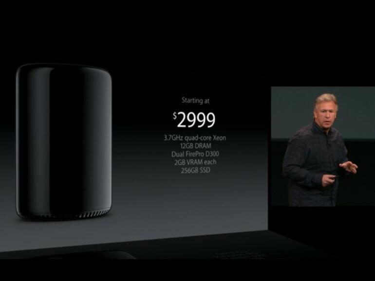 Phil Schiller stellt den neuen Mac Pro vor und gibt die Preise bekannt.
