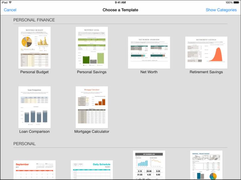 Mehr als 30 Vorlagen bietet Numbers.