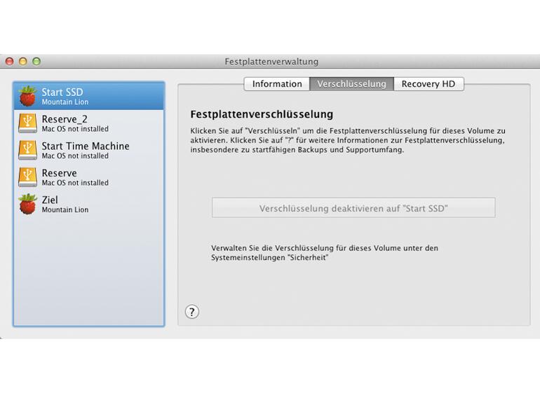 Die Verschlüsselungsfunktionen sind im Programmmenü verborgen.
