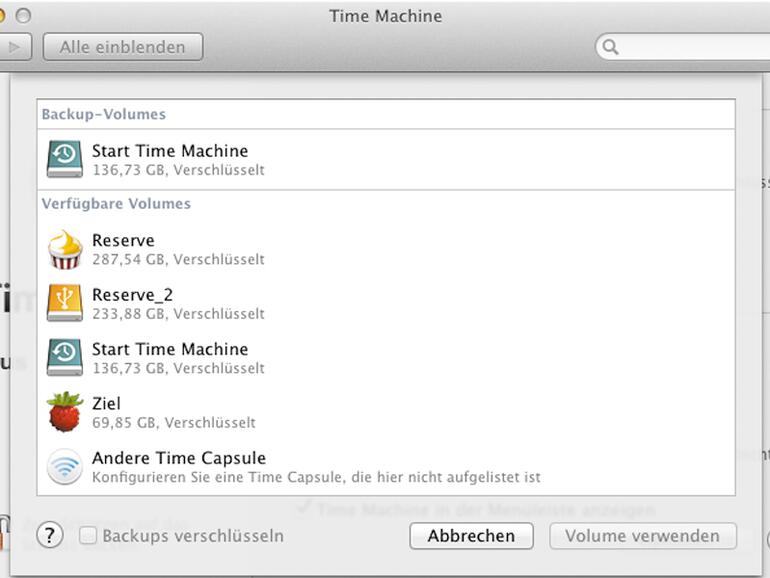 Time Machine sichert am liebsten auf an den Mac angeschlossene Laufwerke oder Apples Netzwerkspeicher Time Capsule.