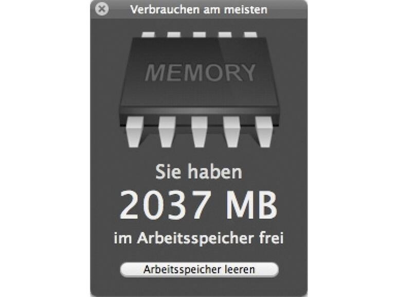 Der Memory Cleaner (im deutschen App Store „Speicherreinigung“) besitzt ein sehr einfaches Interface und kostet derzeit 1,79 Euro.