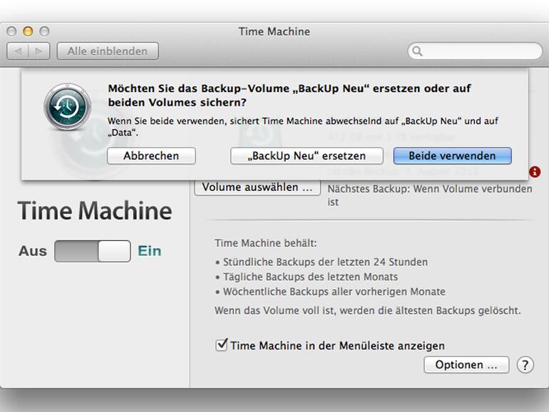 3. Backup-Festplatte auswählen