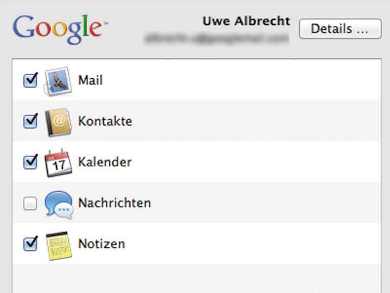 Ihr Google-Konto dient zur Datensynchronisierung mit Android-Geräten.