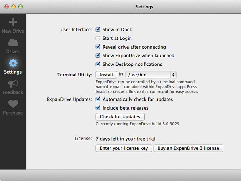 Blick auf die Einstellungen.