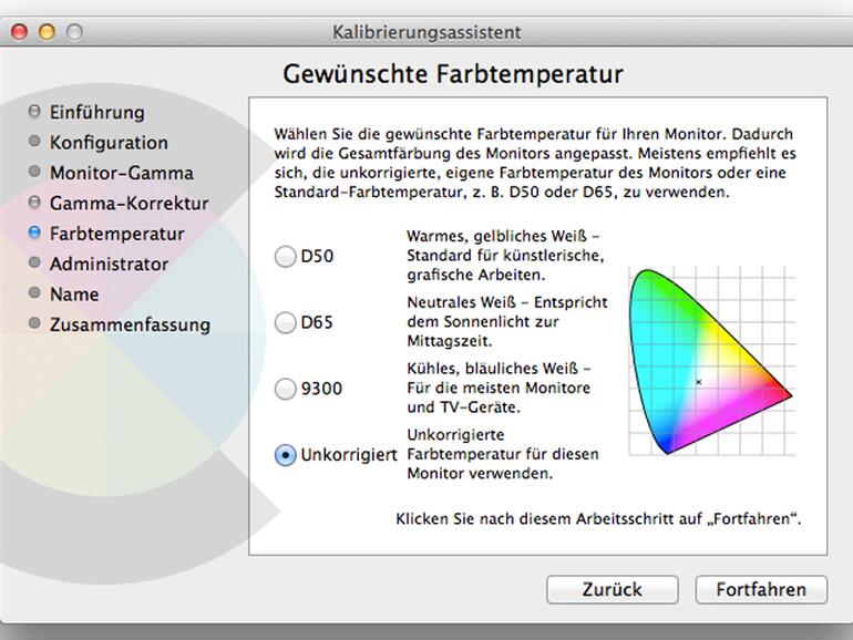 OS X besitzt einen integrierten Kalibrierungsassistenten, den Sie in den Monitor-Systemeinstellungen finden.