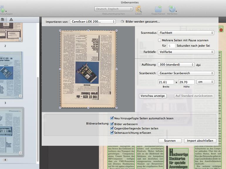 Import direkt vom Scanner.