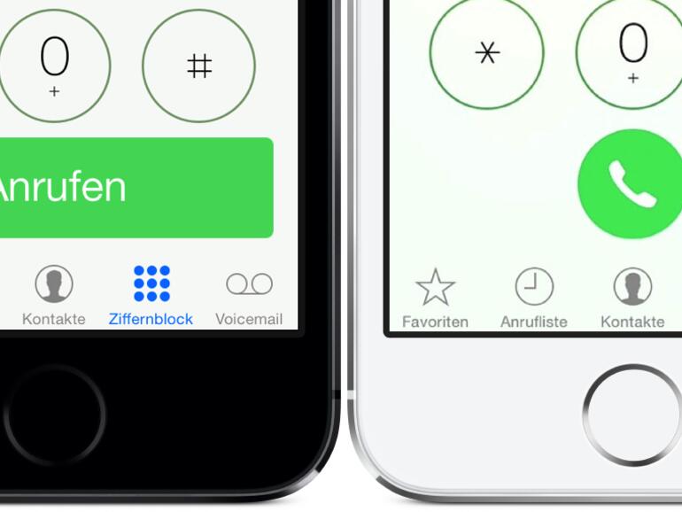 &lt;b&gt;Weniger ist mehr: &lt;/b&gt;Die Schaltfläche zum starten eines Anrufs ist in iOS 7.1 deutlich kleiner als bisher.