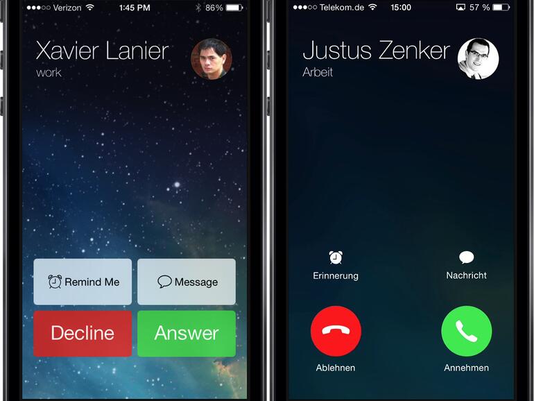 &lt;b&gt;Kleineres Ziel: &lt;/b&gt;Auch die Schaltflächen zum Annehmen eines eingehenden Anrufs sind künftig kleiner. Sogar etwas zu klein