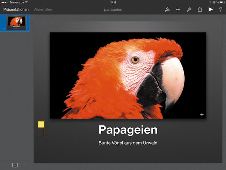 Die Präsentation auf iPhone oder iPad zu zeigen oder daran zu arbeiten ist problemlos möglich.