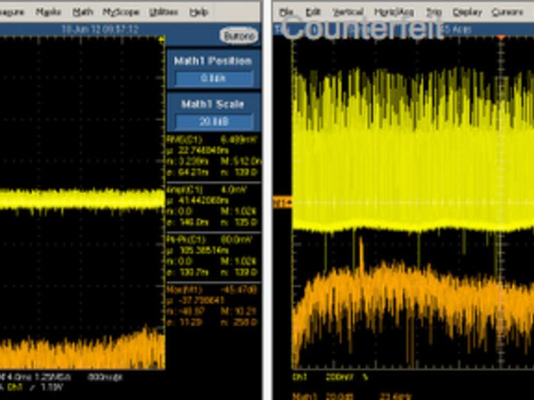 Sauberes Apple-Original (links) gegen verrauschten Nachbau (rechts)