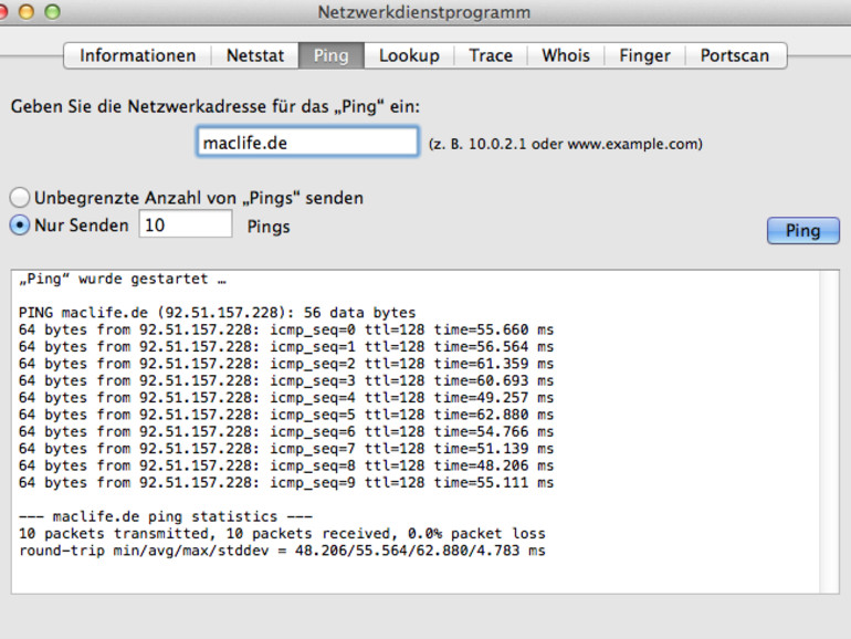Das ist der PingTest und so funktioniert dieser unter OS X Mac Life