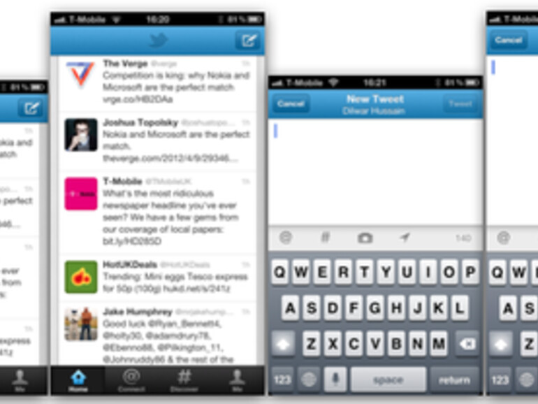 Twitter Mockup für ein 4 Zoll iPhone-Display.