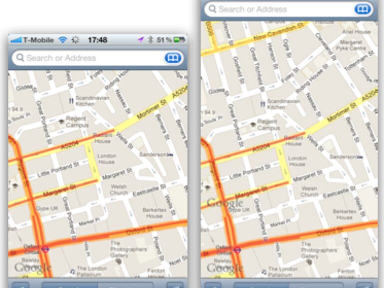Maps Mockup für ein 4 Zoll iPhone-Display.