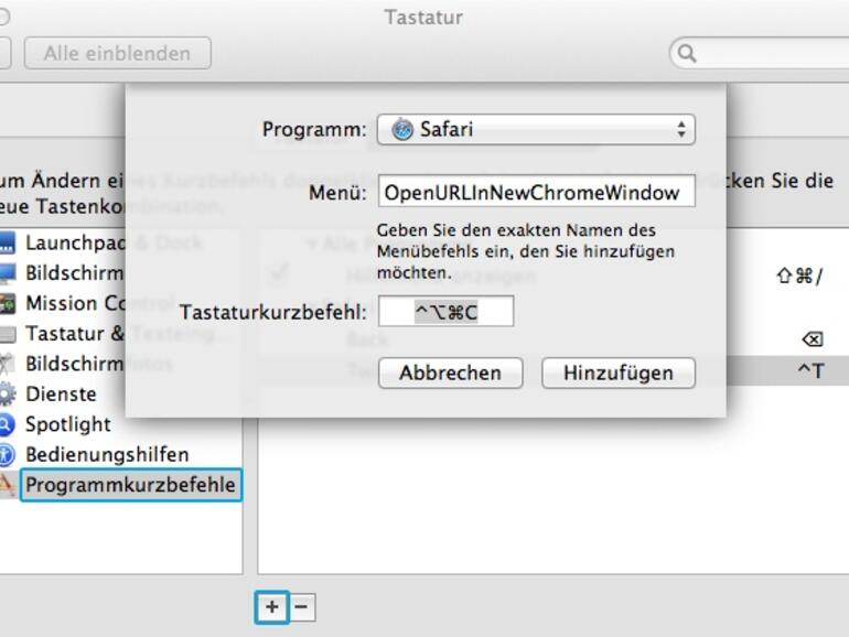Tastaturkürzel erstellen