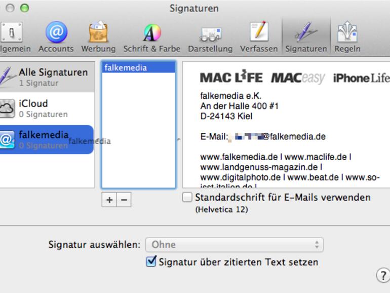 Verschiedene Signaturen für verschiedene Konten