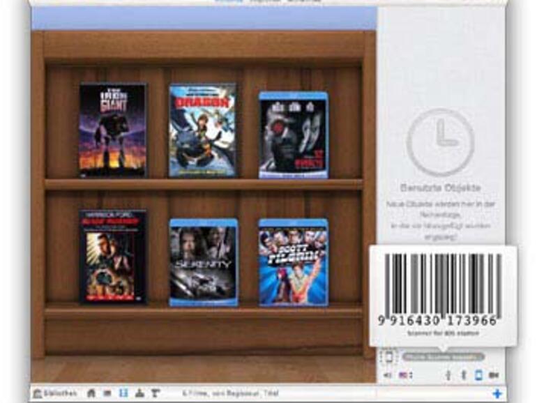 Delicious Library kann ebenfalls Ihren Filmkatalog verwalten und arbeitet mit der Mobil-App Delicious Scanner auf dem iPhone zusammen.