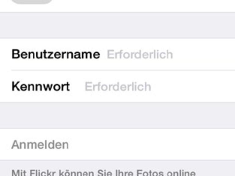 In den iPhone-Einstellungen können Sie Ihre Flickr-Zugangsdaten hinterlegen und dafür die Foto-App nutzen.