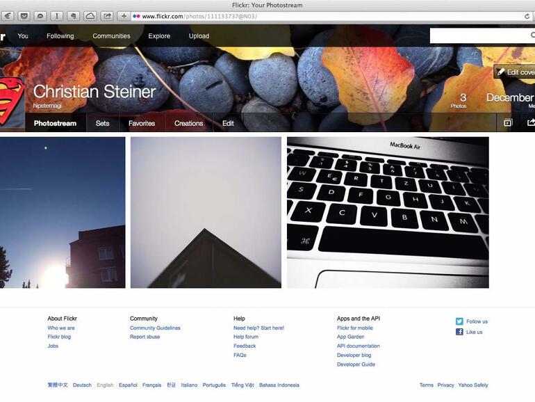 Ihr Online-Profil kommt besonders auf der Browseransicht von flickr.com zur Geltung.