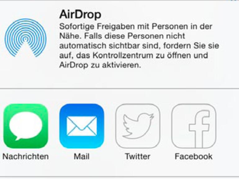 Abhängig von den vorhandenen Apps stehen Ihnen beim Teilen verschiedene Optionen zur Verfügung.