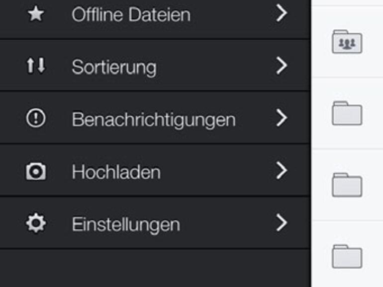 Die zentralen Funktionen von Boxie sind in einem Menü zusammengefasst.