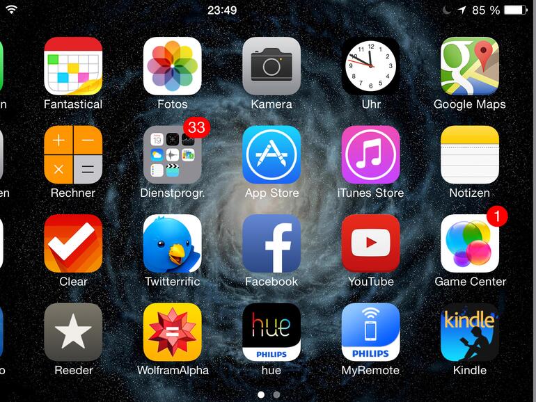 Nur auf dem iPhone 6 Plus: Der liegende Home-Bildschirm.