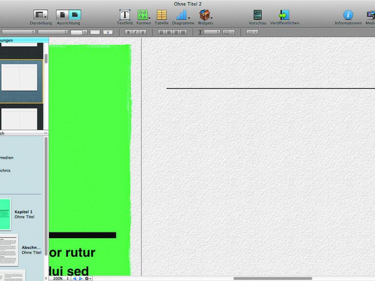 4. Abschnitts- und Kapitellayouts bestehen immer aus zwei Seiten. Wenn Sie sich am Hintergrundbild eines Layouts stören, müssen Sie dieses auf beiden Seiten entfernen.