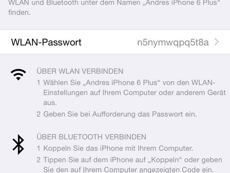 Anzahl der aktiven Hotspots am oberen Rand angezeigt