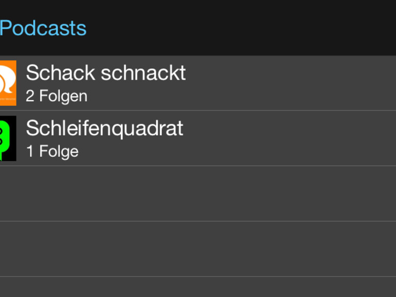 Die Podcast-App funktioniert wie man es erwarten würde. Auf der ersten Ebene gibt es Auswahl des jeweiligen Podcasts