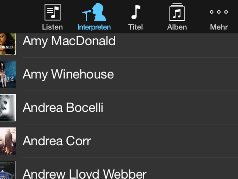 Die Musik-App in CarPlay ist praktisch komplett der App-Ansicht auf dem iPhone nachempfunden.