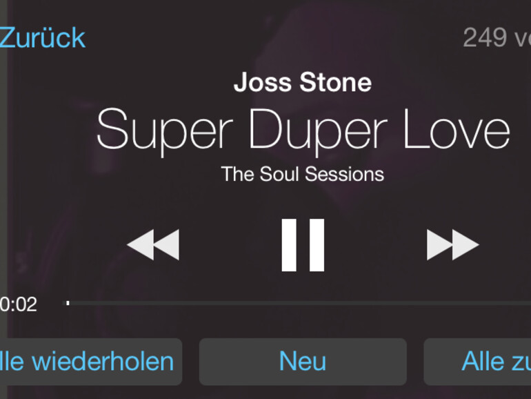 Die Wiedergabe-Ansicht der Musik-App.