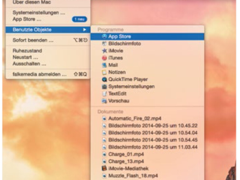 Die zuletzt benutzten Dokumente direkt aufrufen