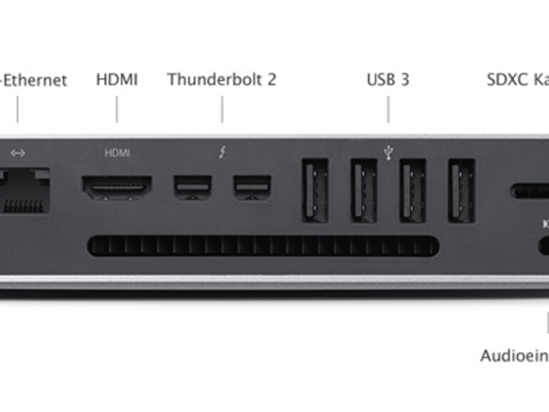 Apple hat beinahe alle Apple-typischen Anschlüsse untergebracht.