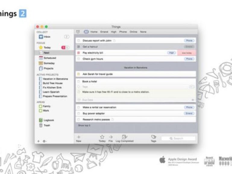 Auch Things beherrscht die ein oder andere Yosemite-Funktion.