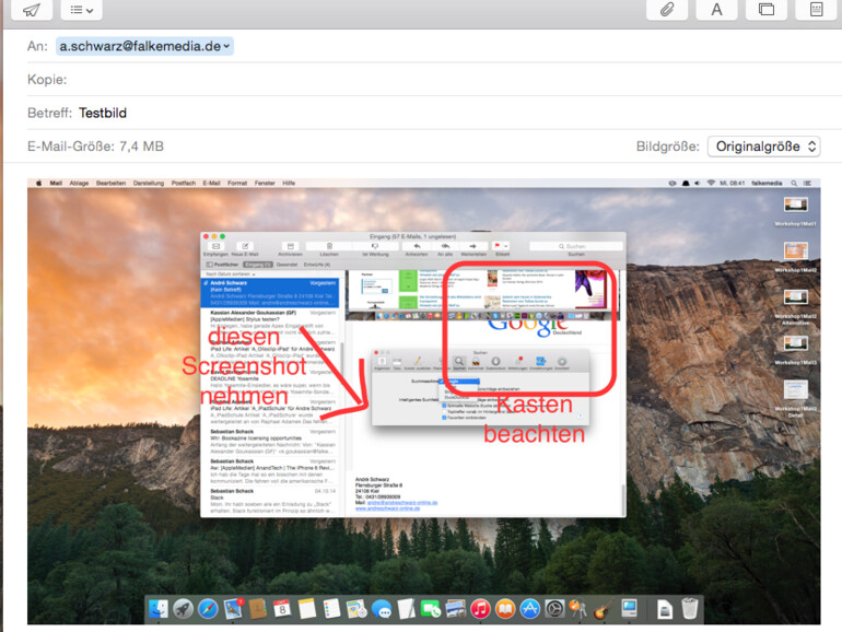 So können Sie Ihre Mails problemlos individuell und persönlich gestalten. Wenn Sie alle Markierungen und Zeichnungen eingefügt haben, klicken Sie auf „Fertig“ und verschicken Ihre Mail.