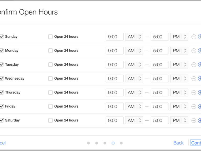 Noch schnell die Öffnungszeiten eintragen ...