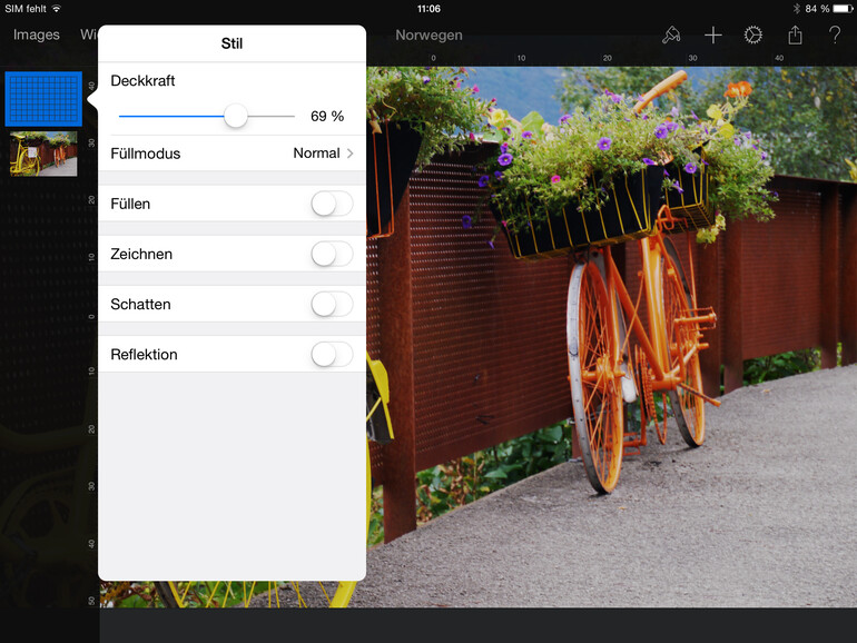Die Ebenen ermöglichen komplexe Modifikationen
