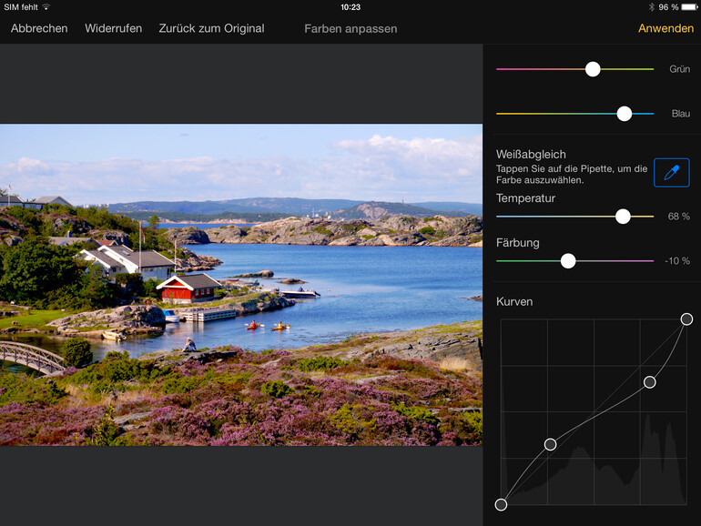 Für mehr Kontrast biegen Sie die Gradationskurve sattelförmig