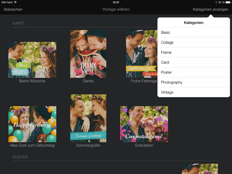 Vorlagen müssen vor der Verwendung erst aus dem Internet geladen werden