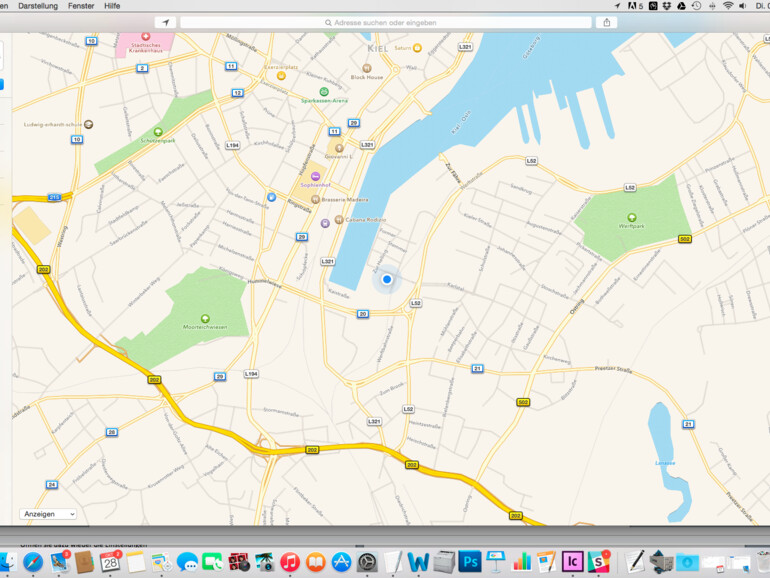 Mit Klick auf &quot;Route&quot; können Sie nun die Route festlegen. Der aktuelle Ort ist bereits eingetragen